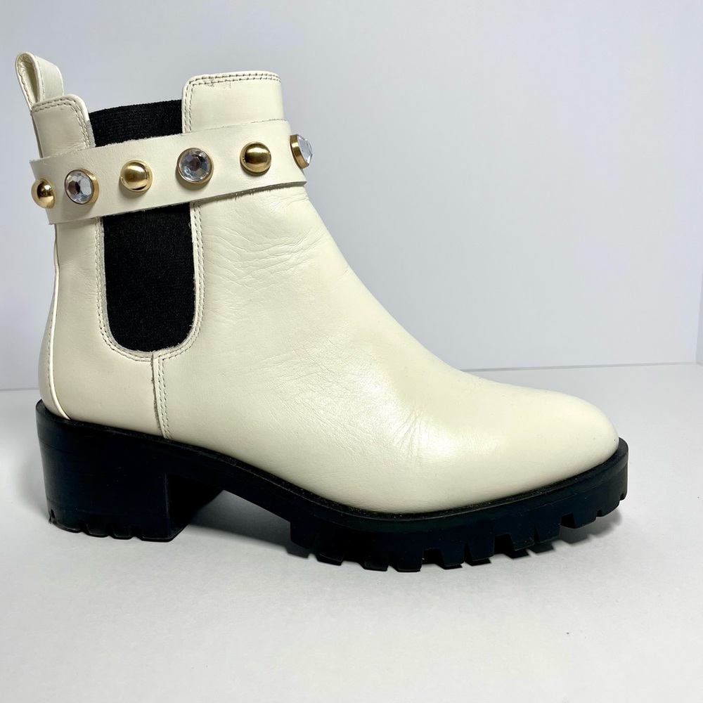 Karl Lagerfeld Women's Bone/White Ankle Boots with Accents